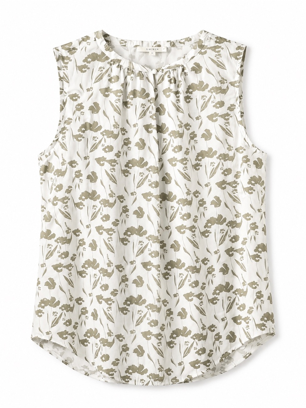 Fun2Fun Floral Sleeveless Blouse XL Lightweight Sheer Top Neutral Boho